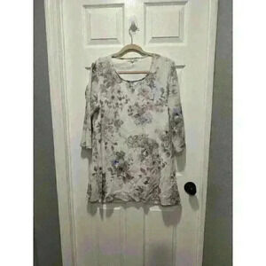 Indigo‎ Soul Chiffon Floral Print Tunic Blouse Top Size Large